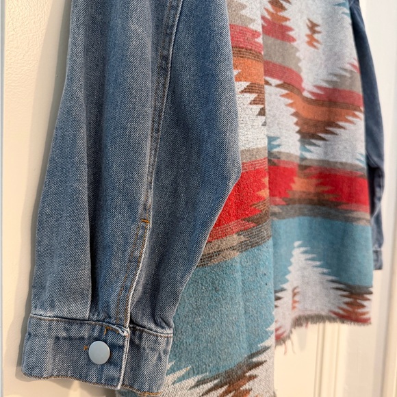 Denim Aztec Pattern Jacket - Picture 4 of 4